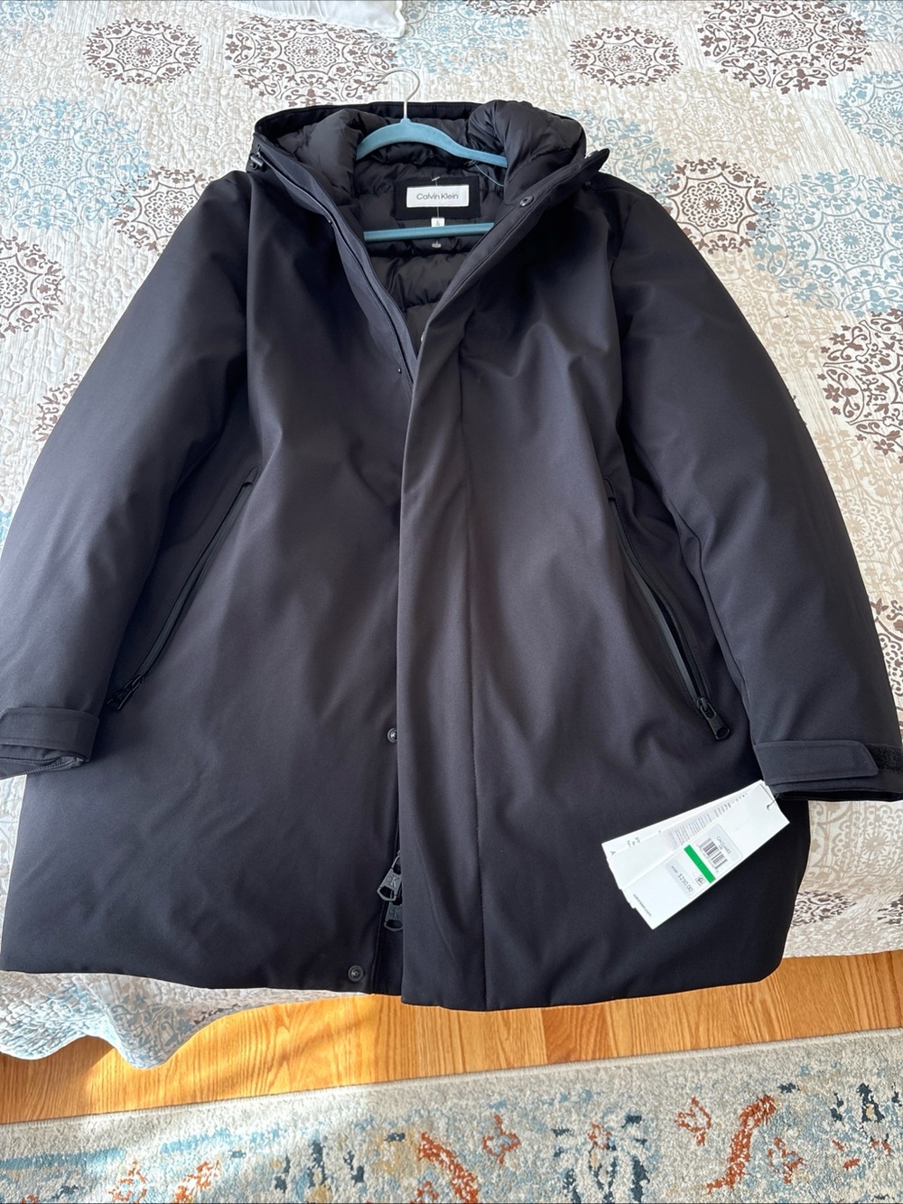 Calvin Klein Men’s Black Hooded Trench Coat